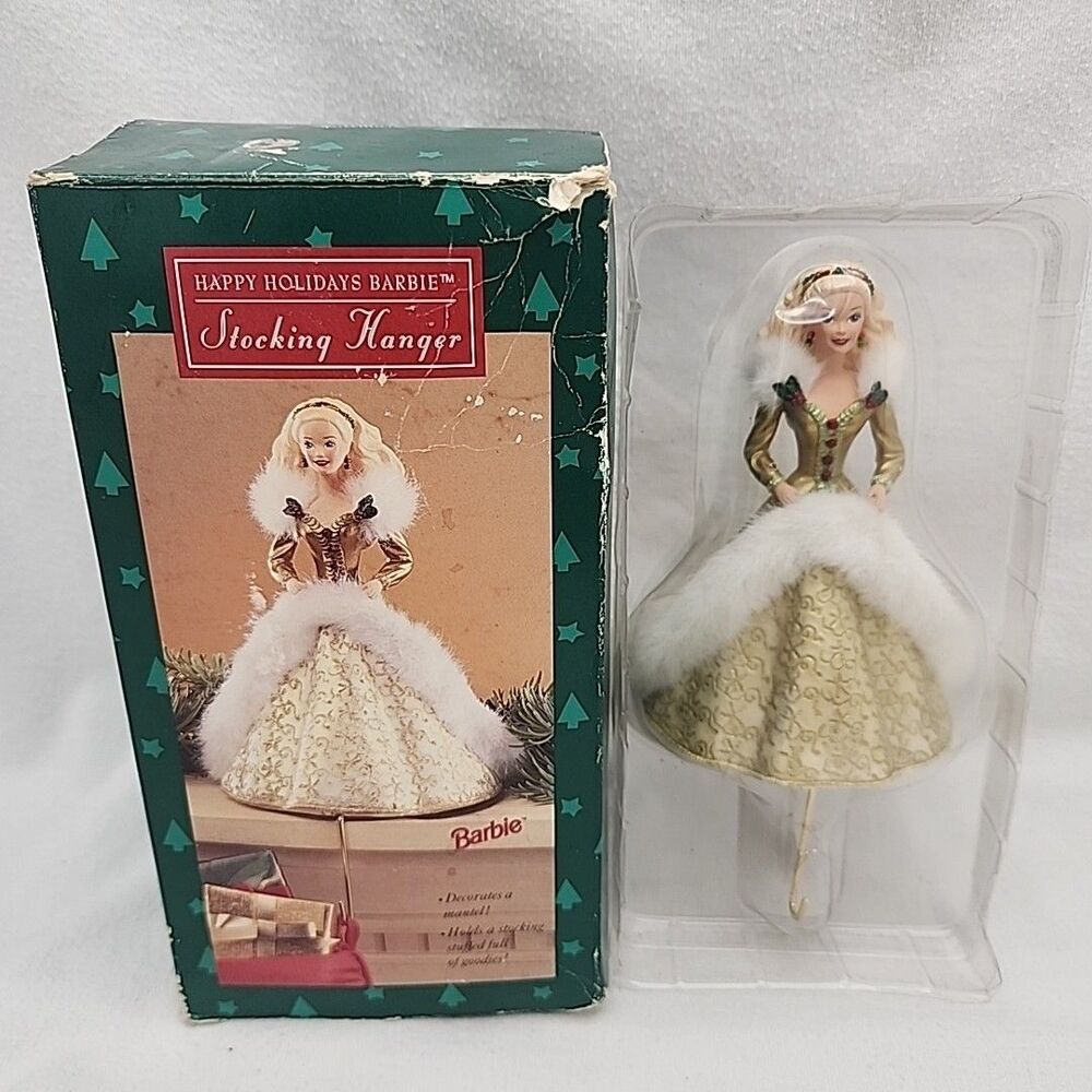 Stocking Hanger Barbie Hallmark with Original Box Happy Holidays 1995 VTG NEW